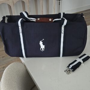 New never used POLO RALPH LAUREN blue navy duffle Bag weekender travel gym bag